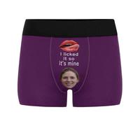 Nirusetty Boxer personalizzati per fidanzato Boxer personalizzati per uomo con viso divertente marito padre regali divertenti, L'ho leccato, quindi è mio - medio - viola, 3XL
