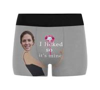 Nirusetty Boxer personalizzati per fidanzato Boxer personalizzati per uomo con viso divertente marito padre regali divertenti, L'ho leccato, quindi è mio - sinistra - grigio, S