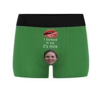 Nirusetty Boxer personalizzati per fidanzato Boxer personalizzati per uomo con viso divertente marito padre regali divertenti, L'ho leccato, quindi è mio - medio - verde, 3XL