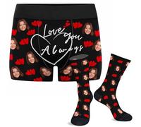 Nirusetty Boxer personalizzati per uomo, biancheria intima personalizzata con immagine per fidanzato, marito, compleanno, San Valentino, regali per lui, Ti amo sempre, M