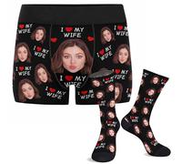 Nirusetty Boxer personalizzati per uomo, biancheria intima personalizzata con immagine per fidanzato, marito, compleanno, San Valentino, regali per lui, Amo Mia Moglie, L