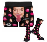Nirusetty Boxer personalizzati per uomo, biancheria intima personalizzata con immagine per fidanzato, marito, compleanno, San Valentino, regali per lui, Lei ha fame, M