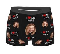 Nirusetty Boxer personalizzato per fidanzato, pugili personalizzati con viso, cose da ottenere il tuo fidanzato marito, Amo Mia Moglie, L