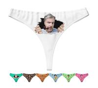 Nirusetty Mutandine bikini personalizzate per le donne con foto viso perizoma personalizzato per le donne perizoma divertente foto personalizzata novità biancheria intima per fidanzata moglie, Grande