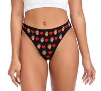 Nirusetty Perizoma personalizzato con viso, perizoma personalizzato per le donne, biancheria intima cattiva personalizzata per donna regali divertenti e sexy per sua moglie Xs-4xl, Cuore rosso - Crush