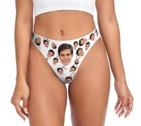 Nirusetty Perizoma personalizzato con viso, perizoma personalizzato per le donne, biancheria intima cattiva personalizzata per donna regali divertenti e sexy per sua moglie Xs-4xl, Cuore Bianco