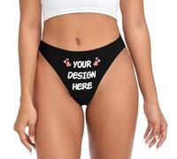 Nirusetty Perizoma personalizzato per le donne con il tuo logo con testo fotografico, perizoma personalizzato per donne con foto viso, regalo divertente personalizzato per lei, Nero mezzanotte., S