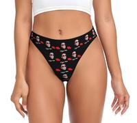 Nirusetty Perizoma personalizzato per le donne, intimo viso personalizzato per le donne Aggiungi la tua foto Viso Testo San Valentino Biancheria intima per moglie, fidanzata, i suoi amanti Mutandine