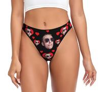 Nirusetty Perizoma personalizzato per le donne, intimo viso personalizzato per le donne Aggiungi la tua foto Viso Testo San Valentino Biancheria intima per moglie, fidanzata, i suoi amanti Mutandine