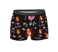 Nirusetty Personalizzato pugili viso per gli uomini personalizzare, biancheria intima personalizzata con immagine, pugili con viso personalizzato, Amo Mia Moglie, XL