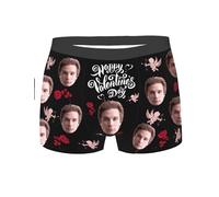 Nirusetty Personalizzato pugili viso per gli uomini personalizzare, biancheria intima personalizzata con immagine, pugili con viso personalizzato, Felice Vday, XL