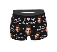 Nirusetty Personalizzato pugili viso per gli uomini personalizzare, biancheria intima personalizzata con immagine, pugili con viso personalizzato, Amo il mio ragazzo, XS