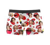 Nirusetty Slip personalizzati per gli uomini Slip con il viso su di loro Personalizza Boxer personalizzati con immagine per gli uomini, Labbra Cherry Rossetto - Bianco, XXL