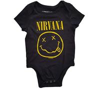 Nirvana - Bambino ufficiale in cotone giallo Smiley nero per bambini da 6 a 9 mesi