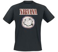 Nirvana Distressed Logo Uomo T-Shirt Nero Regular