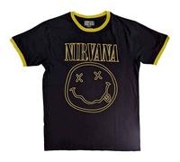 Nirvana Double Happy Face Ringer Black XL Maglietta