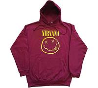 Nirvana Felpa con Cappuccio Giallo Smiley Band Logo Nuovo Ufficiale Unisex Size M