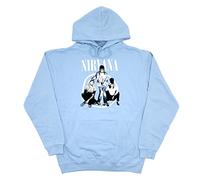 Nirvana Felpa con Cappuccio Trapper Hat Photo Nuovo Ufficiale Unisex Light Blu Size M
