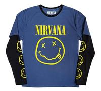 Nirvana Giallo Grunge Face Layered Long Sleeve T Shirt Size L