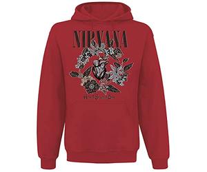 Nirvana Heart Shaped Box Uomo Felpa con Cappuccio Rosso 80% Cotone, 20% Poliestere Regular