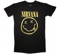 Nirvana | Ladies Official Band T-Shirt Dress | Yellow Happy Face - 24-Hour Fast Shipping! Showcase your love for the iconic band with this Nirvana T-shirt dress featuring the classic Yellow Happy Face