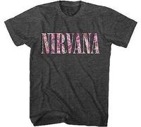 Nirvana Logo Floreale Fiore Rock Grunge Musica Grohl Kurt Cobain T Shirt S-2XL
