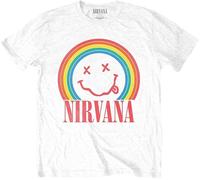 Nirvana Maglietta Happy Face Rainbow Unisex White XL