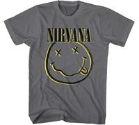 Nirvana Maglietta Inverse Happy Face Unisex Charcoal Grey XL