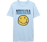 Nirvana Maglietta Xerox Happy Face Blue Unisex Light Blue L