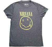 Nirvana Maglietta Yellow Happy Face (Back Print) Unisex Brindle M