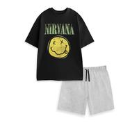 Nirvana Nero Classic Logo Pigiama a maniche corte a gamba corta Uomini