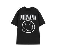 Nirvana Maglietta da Uomo | T-Shirt Grafica a Maniche Corte per Adulti in Nero | Top per Abbigliamento con Stampa Logo Classico Grunge Invecchiato | Regalo di Merchandising Vintage di Rock Band