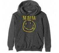 Nirvana | Official Band Pullover Hoodie | Yellow Happy Face - 24-Hour Fast Shipping! A tribute to one of the most influential and iconic bands in the history of rock music. Nirvana, with their groundb