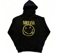 Nirvana | Official Band Pullover Hoodie | Yellow Happy Face A tribute to one of the most influential and iconic bands in the history of rock music. Nirvana, with their groundbreaking music and uncompr