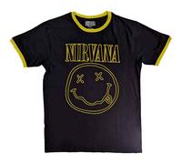 Nirvana Outline Happy Face autorizzato Uomo maglietta