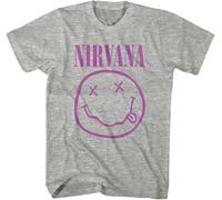 Nirvana Purple Happy Face Grey XL Maglietta
