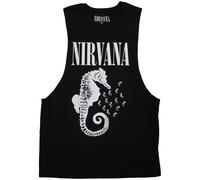 Nirvana Seahorse & Logo Mono Sleeveless ufficiale Uomo maglietta unisex
