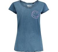 Nirvana Smile Logo Donna T-Shirt Blu 100% Cotone Regular