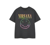 Nirvana T Shirt Bambini - Logo Arcobaleno Smiley Maglietta Tshirt Antracite | Vanilla Underground, Girocollo, Manica Corta, Natale, Regali di Compleanno per Bambini, Merchandising Band