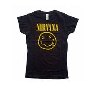 NIRVANA T-Shirt Gialla Con Smiley Licenza Ufficiale Ragazza RockOff NIRVTS04LB