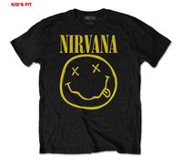 Nirvana - T-Shirt # L Kids Black # Yellow Smiley