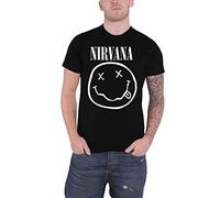Nirvana Maglietta White Happy Face Unisex Black L