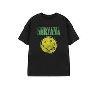 Nirvana T-Shirt Nera a Maniche Corte per Bambini | Maglietta Grafica con Logo Giallo per Bambini | Abbigliamento Unisex per Adolescenti di Grunge Music Band | Top Giovanile Stile Vintage