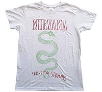 Nirvana T Shirt Serve The Servants Band Logo Nuovo Ufficiale Bianca Size M