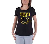 Nirvana T-Shirt Smiley Logo da Donna in Nero