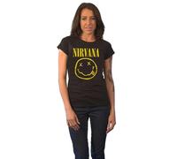 Nirvana T-Shirt Smiley Logo da Donna in Nero
