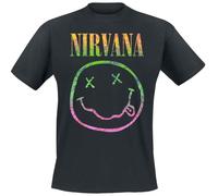 Nirvana T Shirt Sorbet Ray Smile Band Logo Nuovo Ufficiale Uomo Nero