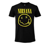 Nirvana T-Shirt Uomo Smiley Nera 100% Cotone Regular Fit L
