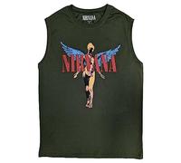 Nirvana Tank Top Muscle T Shirt Angelic Band Logo Nuovo Ufficiale Unisex Verde Size XL