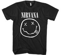 Nirvana White Happy Face Black S Maglietta